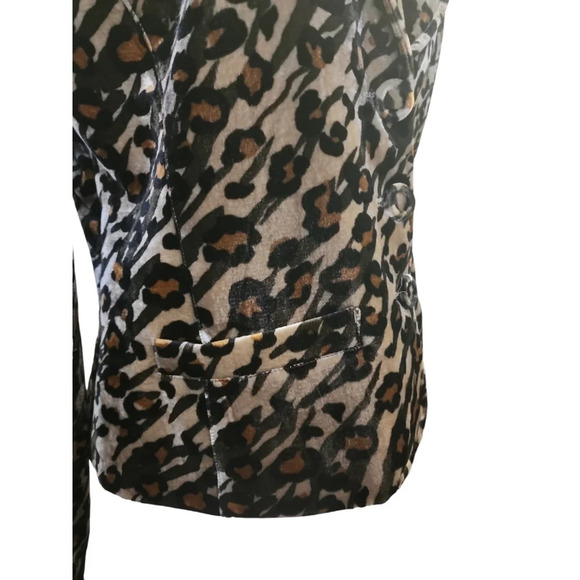 Vintage Debra Deroo Leopard Print Brown Black Blazer Women's Size Medium - Picture 4 of 16